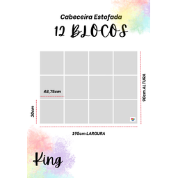 Cabeceira Estofada King 12 Blocos Não É Segredo Linho Cru Mesclado 195x90 - 4