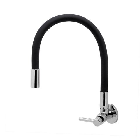 Torneira Cozinha Parede Gourmet Flexível Preto Fosco 1/4 Volta ABS Bica Flexível