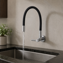 Ver imagem 2 de Torneira Cozinha Parede Gourmet Flexível Preto Fosco 1/4 Volta ABS Bica Flexível