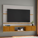 Ver imagem 1 de Painel para Tv até 60 Polegadas 2 Portas Âmbar Ripado Off-white/naturalle - Móveis Bechara