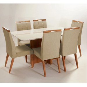 Mesa de jantar + 6 cadeiras Paris tampo 160cm capuccino