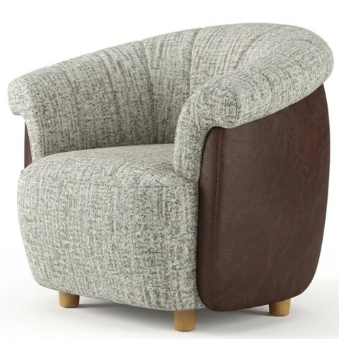 Poltrona Decorativa Alce Pes Madeira Boucle e Courino Tce 1018 Tcs 721 Moll
