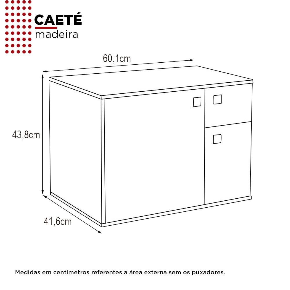 Gabinete para Banheiro em Madeira Sem Cuba Caeté Tamarindo/Branco - Cozimax - 5