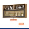 Kit Armário Aéreo 120cm com Vidro e Armário Aéreo 80cm 2 Portas Salvador - 2