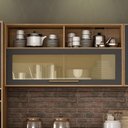 Ver imagem 7 de Kit Modulado Armário Aéreo 120cm com Vidro e Armário Aéreo 80cm 2 Portas Salvador Cinza/Cinamomo/Grafite