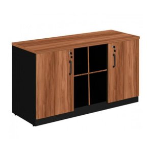 Armário Baixo GOLD Credenza ESPECIAL - 1,60x0,73x0,45m - GEBBWORK - NOGALSEVILHA / PRETO - 23502