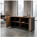 Ver imagem 1 de Armário Baixo Gold Credenza Especial 1,60x0,73x0,45m Workstart Nogal Sevilha/Preto 23502