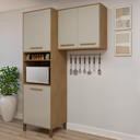 Ver imagem 1 de Kit Modulado Armário Aéreo 80cm 2 Portas e Paneleiro com Nicho 2 Portas Salvador Bege/Cinamomo/Off White
