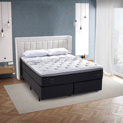 Colchão King Berlim One Side Pillow 193x203x33cm Preto/Elegancy/Black Herval