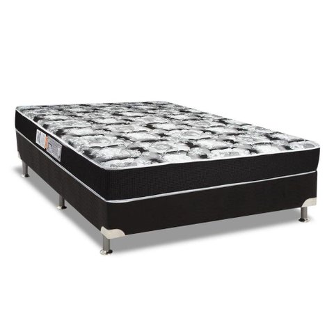 Cama Box Casal: Colchão Espuma D45 Luckspuma Gran Luck Black Pró Saúde + Base CRC Suede Black(