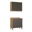 Ver imagem 1 de Kit Modulado Armário Aéreo 80cm 2 Portas e Balcão 80cm 2 Portas Salvador Cinza/Cinamomo/Grafite