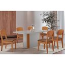 Ver imagem 1 de Conjunto: Mesa Sala Jantar Pietá C/ Tampo Madeirado C/ Vidro Canto Curvo 180x90cm e 6 Cadeiras