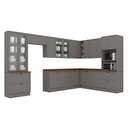 Ver imagem 2 de Cozinha Completa Americana 18 Portas 7 Gavetas com Vidro 100% Mdf Cinza/nature - Henn