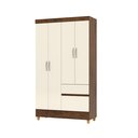 Ver imagem 2 de Guarda-Roupa Solteiro 4 Portas 2 Gavetas Panama Bege/Imbuia/Champanhe