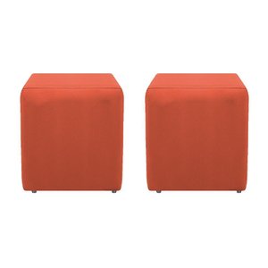 Kit 02 Puffs Decorativos Dado Suede Terracota
