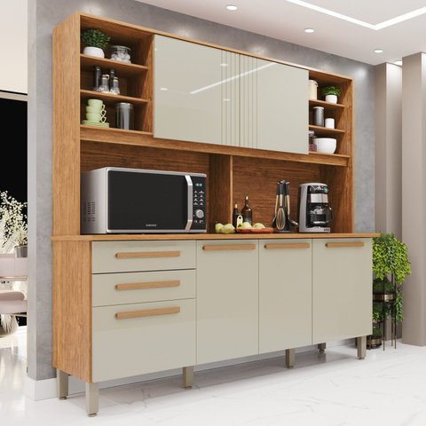 Armário de Cozinha 6 Portas 2 Gavetas Adelle Yescasa