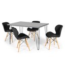 Ver imagem 1 de Conjunto Mesa de Jantar Hairpin 130x80 Volpi com 4 Cadeiras Eiffel Slim - Preto