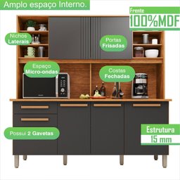 Armário de Cozinha 6 Portas 2 Gavetas Adelle Yescasa - 9