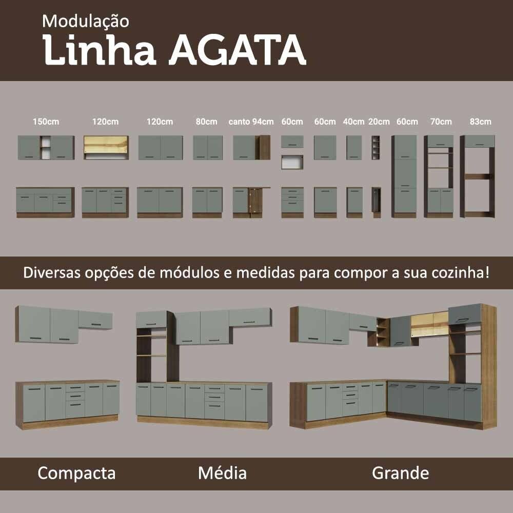 Balcão Gabinete de Pia Cozinha 150 cm 2 Portas e 2 Gavetas (Sem Tampo e Pia) Rustic/Cinza Agata Madesa - 11