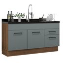 Ver imagem 3 de Balcão Gabinete de Pia Cozinha 150 cm 2 Portas e 2 Gavetas (Sem Tampo e Pia) Rustic/Cinza Agata Madesa
