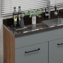 Balcão Gabinete de Pia Cozinha 150 cm 2 Portas e 2 Gavetas (Sem Tampo e Pia) Rustic/Cinza Agata Madesa - 7