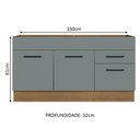 Ver imagem 4 de Balcão Gabinete de Pia Cozinha 150 cm 2 Portas e 2 Gavetas (Sem Tampo e Pia) Rustic/Cinza Agata Madesa