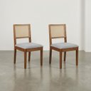Ver imagem 4 de Kit 2 Cadeiras de Jantar Contemporâneas Jabuti em Madeira Maciça, Encosto em Tela - Cinza