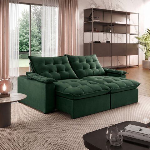 Sofá Liberty Retrátil e Reclinável 240m - Verde
