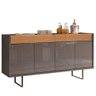 Aparador Buffet Café Para Sala de Estar 2 Portas 2 Gavetas Berlim C03 Cinza Pérola Noce - Lyam - 1