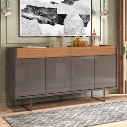 Aparador Buffet Café Para Sala de Estar 2 Portas 2 Gavetas Berlim C03 Cinza Pérola Noce - Lyam - 2 Aparador Buffet Café Para Sala de Estar 2 Portas 2 Gavetas Berlim C03 Cinza Pérola Noce - Lyam - 2