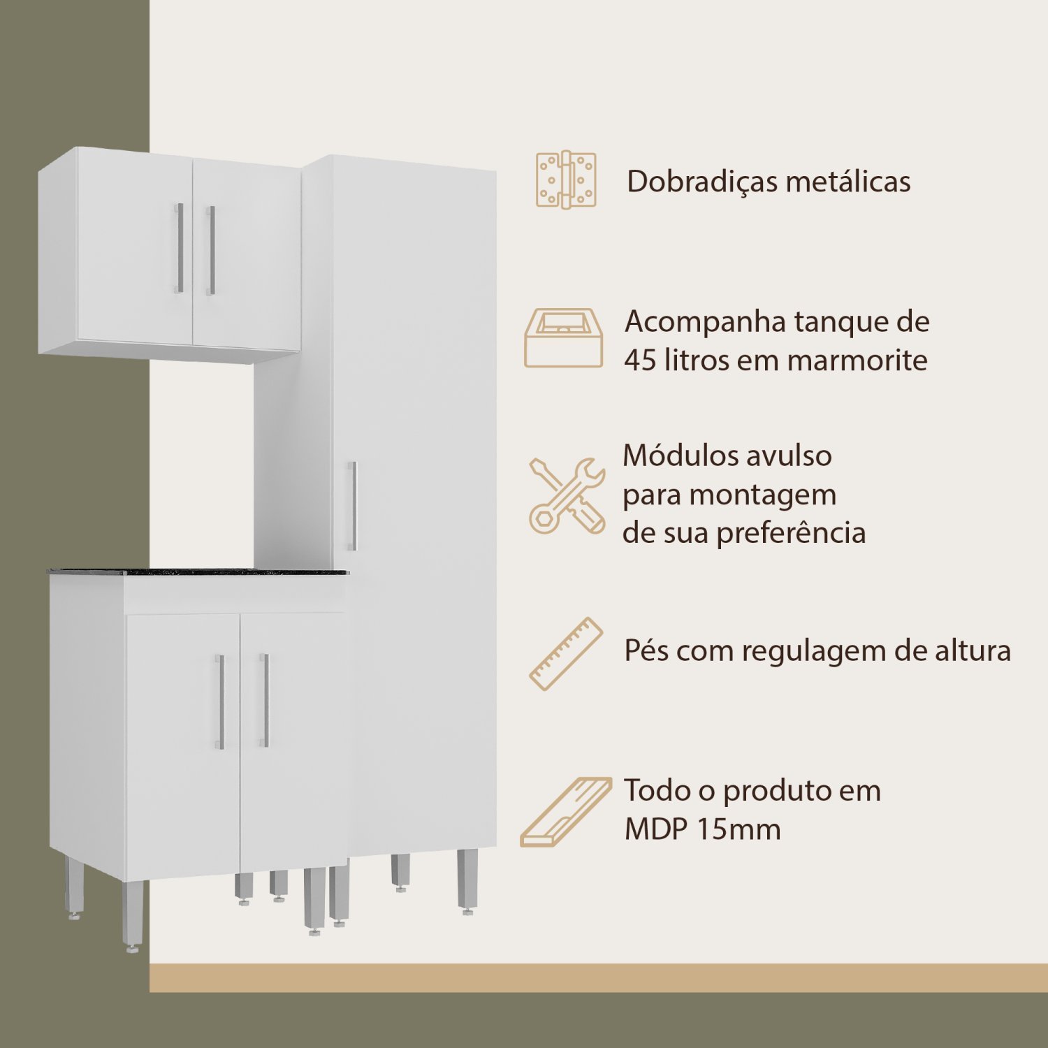 Kit Armários Multiuso para Área de Serviço - 6