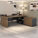 Ver imagem 1 de Mesa para Escritório Diretor em Tamburato com 2 Gavetas Marrom Artany
