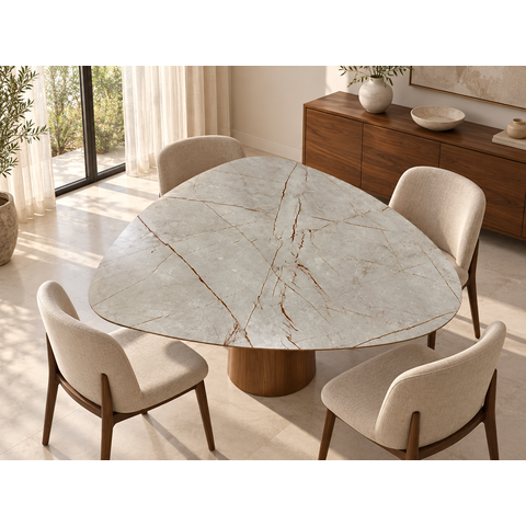 Mesa Jantar Orgânica Cone Canya 120x125cm - MDF Pietra Bronze