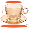 Jogo de Xícaras para Café Menfis Âmbar com Borda Dourada em Cristal com Pires 170 Ml - 8 Peças - 2