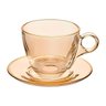 Jogo de Xícaras para Café Menfis Âmbar com Borda Dourada em Cristal com Pires 170 Ml - 8 Peças - 3