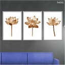 Ver imagem 2 de Kit 03 Quadros Decorativos - Flor de Lotus Bronze Minimalista Flnt002 - Vidro Impressão Uv - 40x60cm