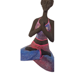 Bailarina Yoga Yogui Pernas Cruzadas Orando Degradê Azul Roxo e Rosa - Peça em Gesso - 3