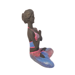 Bailarina Yoga Yogui Pernas Cruzadas Orando Degradê Azul Roxo e Rosa - Peça em Gesso - 4