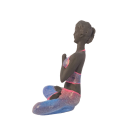 Bailarina Yoga Yogui Pernas Cruzadas Orando Degradê Azul Roxo e Rosa - Peça em Gesso - 5