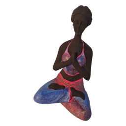 Bailarina Yoga Yogui Pernas Cruzadas Orando Degradê Azul Roxo e Rosa - Peça em Gesso - 2