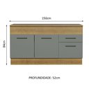Ver imagem 4 de Balcão de Pia Cozinha 150 cm 2 Portas e 2 Gavetas (Com Tampo) Rustic/Cinza Agata Madesa