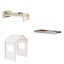 Bicama Infantil Solteiro Madeira Maciça/mdf com Telhado Casinha Casatema - 3