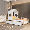 Ver imagem 1 de Bicama Infantil Solteiro Madeira Maciça/mdf com Telhado Casinha Casatema MadeiraOriginals