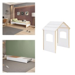 Bicama Infantil Solteiro Madeira Maciça/mdf com Telhado Casinha Casatema - 2