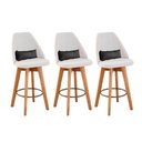 Ver imagem 1 de Kit 03 Banquetas Linho Bege e Almofada Suede Cinza