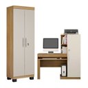 Ver imagem 2 de Conjunto Mesa para Computador Escrivaninha com Armário e Multiuso 2 Portas com Chave Asteca Off White Cinamomo Bege