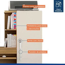 Kit 2 Peças com Mesa para Computador Escrivaninha com Armário e Armário Multiuso 2 Portas com Chave Asteca - 9