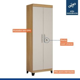 Kit 2 Peças com Mesa para Computador Escrivaninha com Armário e Armário Multiuso 2 Portas com Chave Asteca - 17