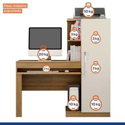 Kit 2 Peças com Mesa para Computador Escrivaninha com Armário e Armário Multiuso 2 Portas com Chave Asteca - 7