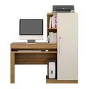 Ver imagem 4 de Conjunto Mesa para Computador Escrivaninha com Armário e Multiuso 2 Portas com Chave Asteca Cinamomo Off White Bege